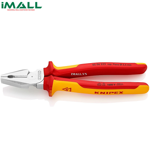 Kìm Đa Năng Lưỡi Cắt 63 HRC Dài 225mm, Cách điện 1000 Volt Knipex 02 06 225