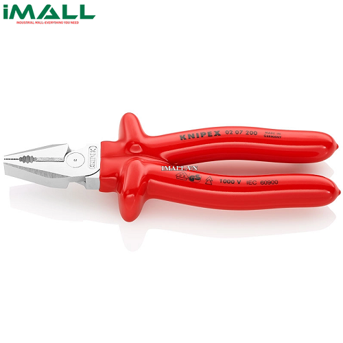 Kìm Đa Năng Chiều Dài 200mm Cách Điện 1000 Volt Cán Đúc Knipex 02 07 200