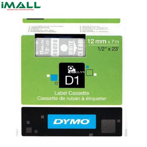 Tem nhãn D1 chữ trắng trên nền trong DYMO 63020708 (12mm x 7m)