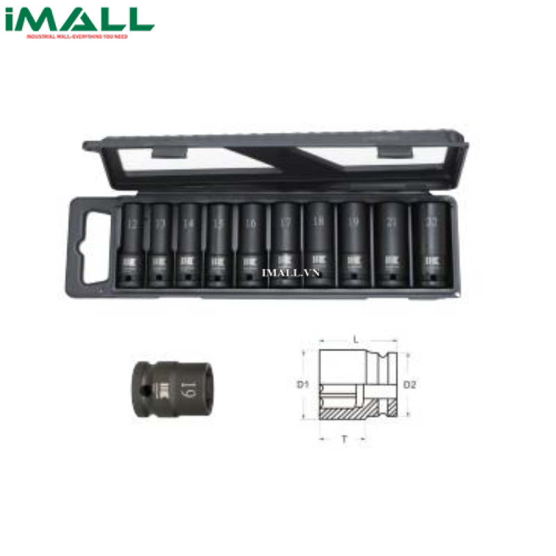 Bộ đầu tuýp, đầu socket KAWASAKI KPT-IS411 (H10 PCS, 1/2")