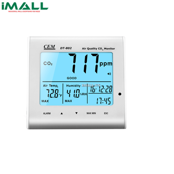 Máy đo chất lượng không khí, CO2 trong nhà CEM DT-802 (0-9999ppm; -5~50°C; 0.1~90.0%RH)