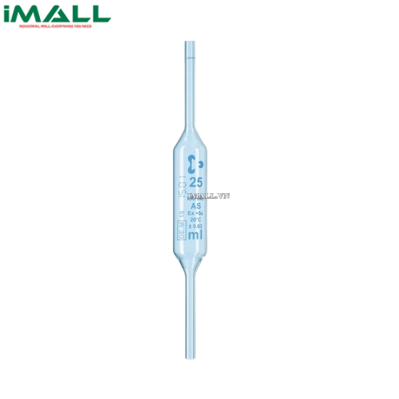 Ống hút bầu 1 vạch 3ml, vạch xanh, class AS, dạng thẳng Duran 233390302