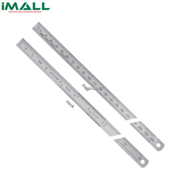 Thuớc inox có bảng đổi đơn vị, vạch chia mm/inch trước sau VOGEL 1026430030 (300mm)