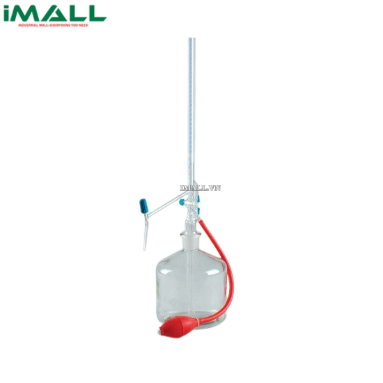 Buret tự động khóa PTFE 50ml, kèm giấy chứng nhận bao gồm chai 2 lít và quả bóp Duran 243173655