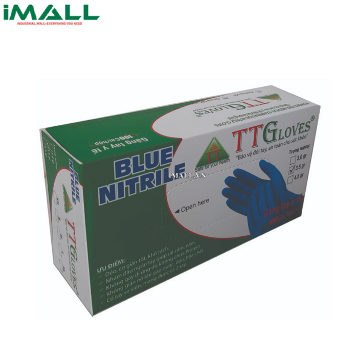 Găng tay y tế Nitrile màu xanh đậm 3.5gr TT Gloves