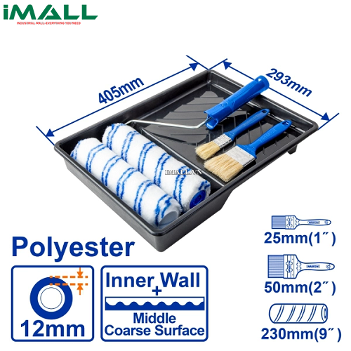 Bộ khay, cọ, con lăn sơn 6 trong 1 Wadfow WCB3H62