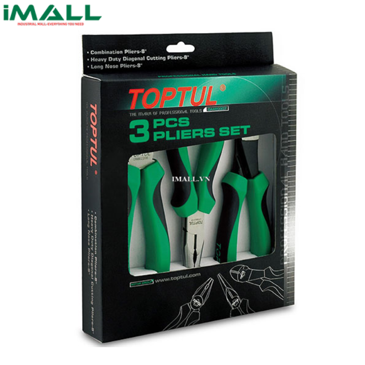 Bộ kìm 3 món Toptul GAAE0307 (8", Kìm cắt-nhọn-tổ hợp)
