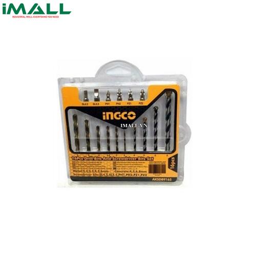 Bộ 16 mũi khoan kim loại và mũi bắt vít INGCO AKSDB9165