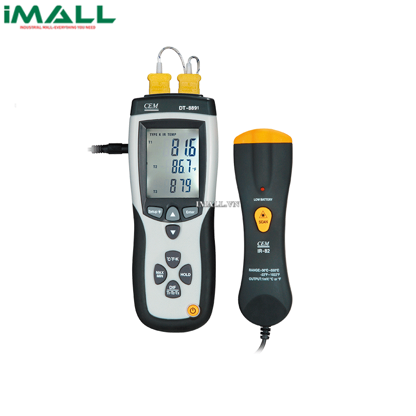 Máy đo nhiệt độ cặp nhiệt CEM DT-8891 (Type K, Dual inputs)