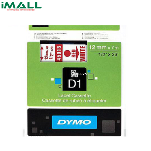 Tem nhãn D1 chữ đỏ trên nền trắng DYMO 63020706 (12mm x 7m)
