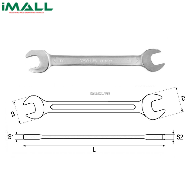 Cờ lê 2 đầu miệng loại dài hệ mét Yato YT-0117 (13x17mm)