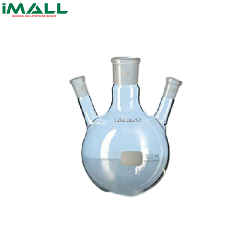 Bình cầu đáy tròn, 3 cổ NS24/29, 2x14/23 250ml cổ phụ nghiêng Duran 241883605