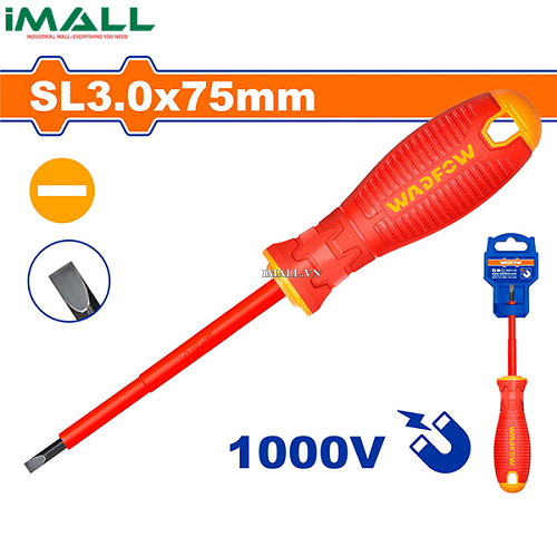 Tua vít dẹp cách điện SL3x75mm Wadfow WSD7233