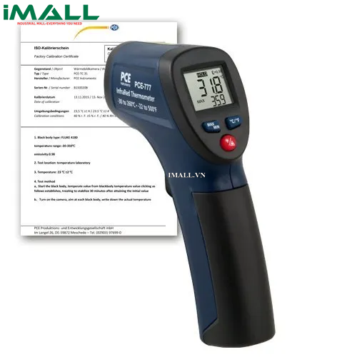 Nhiệt kế hồng ngoại (-30~260°C, 8:1, kèm Certificate ISO) PCE 777N-ICA
