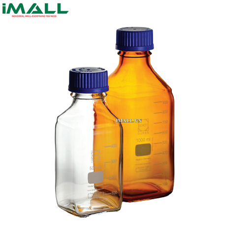 Chai trung tính vuông màu nâu WITEG 5 523 331 (100ml; 10 cái)
