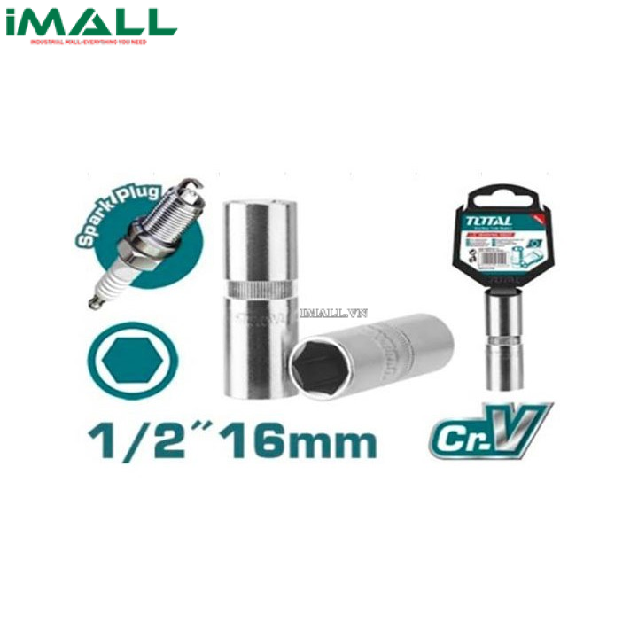 Đầu tuýp lục giác mở bugi xe máy 1/2" (16mm) Total THSPS12166