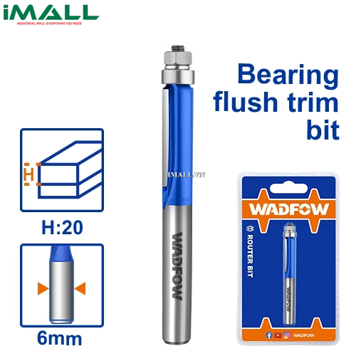 Mũi phay gỗ thẳng bi dưới 6x6x8mm Wadfow WRG7402