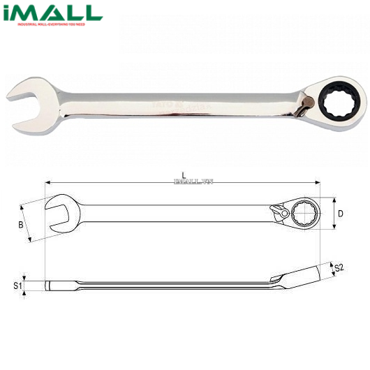 Cờ lê vòng miệng tự động đảo chiều có chốt khóa Yato YT-1656 (13mm)