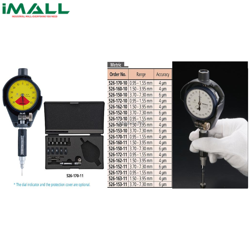 Bộ đo lỗ nhỏ dạng đo 2 điểm, Bộ thân thước đo lỗ nhỏ 1.50-3.95(mm) và bao gồm bộ vòng chuẩn, Mitutoyo 526-160-11