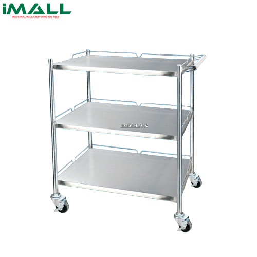 Xe đẩy bằng thép không gỉ (3 kệ, 1 tay kéo, 90×45×h95cm) SciLab SL.Car7023