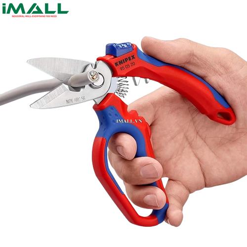 Kéo Thợ Điện Đầu Gù 45⁰ Lưỡi Cắt 56HRC & Bấm Cos Pin Rỗng Knipex 95 05 20 SB