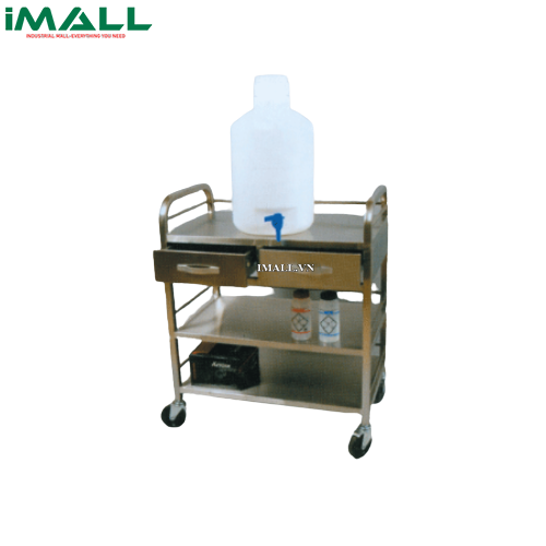 Xe đẩy bằng thép không gỉ (2 Ngăn kéo & 3 Kệ, 90×45×h90cm) SciLab SL.Car7036