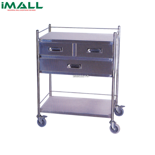 Xe đẩy bằng thép không gỉ (3 Ngăn kéo & 2 Kệ, 75×45×h90cm) SciLab C9.4240