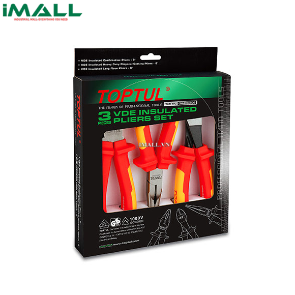 Bộ kìm cách điện 3 món Toptul GAAE0308 (1000V, 8")