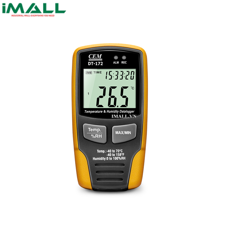 Bộ ghi dữ liệu Nhiệt độ &amp; Độ ẩm CEM DT-172TK (-40~70℃; 0~100%RH; -200~1370℃(loại K))