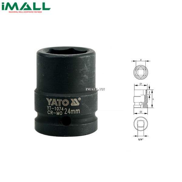 Khẩu mở ốc cho súng Yato YT-1074 (3/4", 24mm)