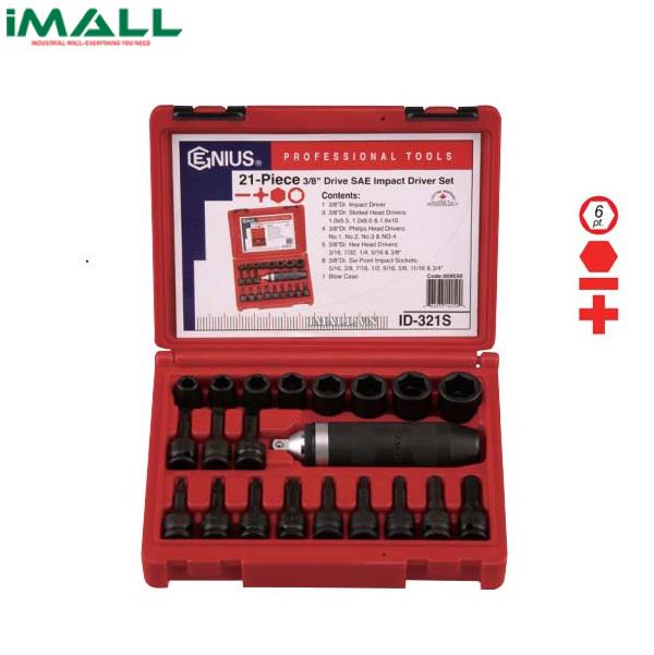 Bộ Khẩu 3/8" Kết Hợp Bộ Tuốc Nơ Vít Đóng 21 Chiếc Hệ Inch GENIUS ID-321S