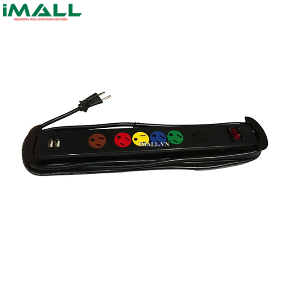 Ổ cắm kéo dài tiêu chuẩn Mỹ - Nhật LiOA 6UBC (đen)