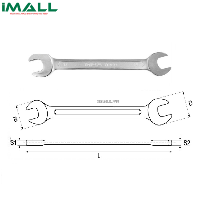 Cờ lê 2 đầu miệng loại dài hệ mét Yato YT-0110 (8x10mm)