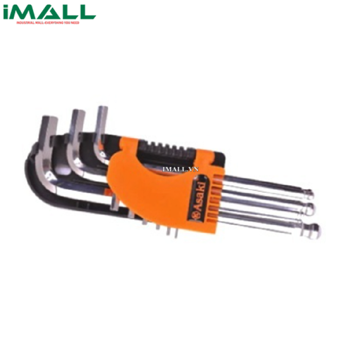 Bộ lục giác đầu bi 9 cây dài (1.5-10mm) Asaki AK-0193