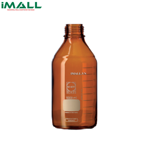 Chai trung tính nâu, 1000ml (nắp xanh + vòng đệm) Duran 218065451