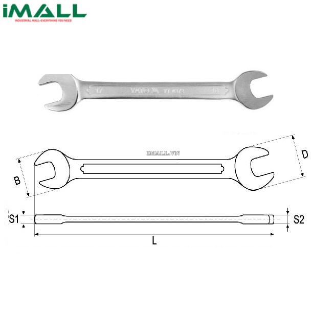 Cờ lê 2 đầu miệng loại ngắn hệ mét Yato YT-01320 (36x41mm)