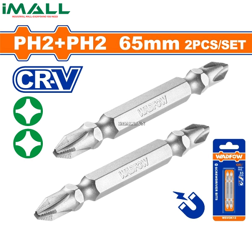 Bộ 2 Mũi bắt vít 2 đầu PH2+SL6 65mm Wadfow WSV0K11