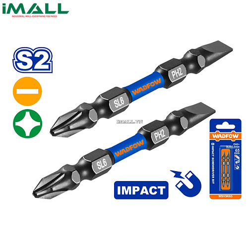 Bộ 2 Mũi bắt vít đóng 2 đầu PH2+SL6 65mm Wadfow WSV3K63