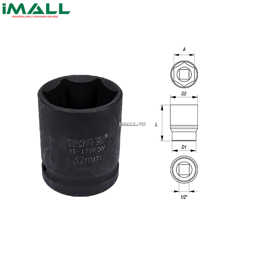 Tuýp khẩu chuyển đổi Yato YT-1799 (1/2", 32mm)