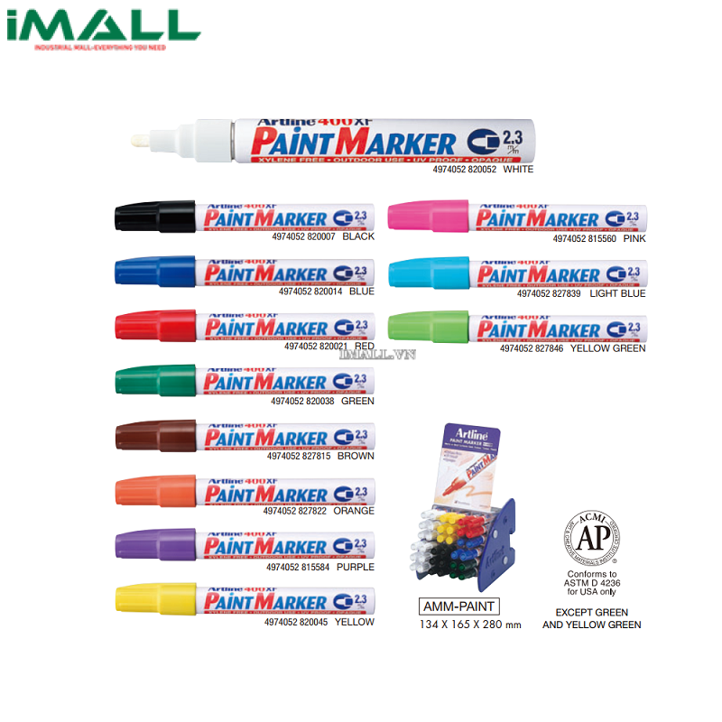 Bút sơn công nghiệp màu vàng Artline 400XF PAINT MARKER EK-400XF (2.3mm)