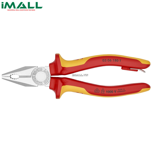 Kìm đa năng cách điện 1000V dài 180mm Có Móc Treo Knipex 03 06 180 T