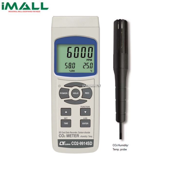 Máy đo chất lượng không khí CO2, nhiệt độ độ ẩm LUTRON CO2-9914SD (0 ~ 10,000 ppm)