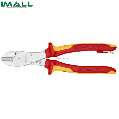 Kìm Cắt Thân Chéo  cách điện 1000V (200mm, có móc treo) Knipex 74 06 200 T