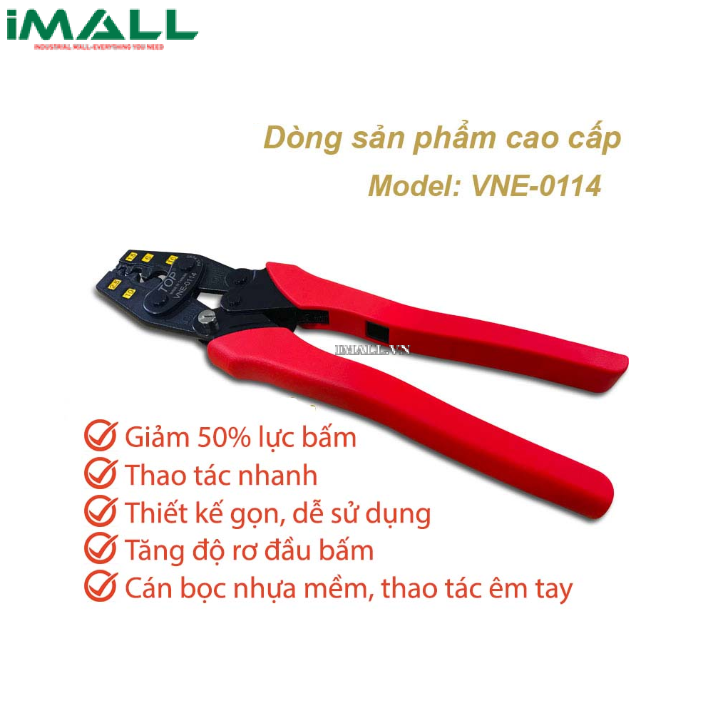 Kìm bấm cosse trợ lực số 14 TOP VNE-0114 (JIS 1.25 ~ 14 / DIN 1.5 ~ 16 MM2)