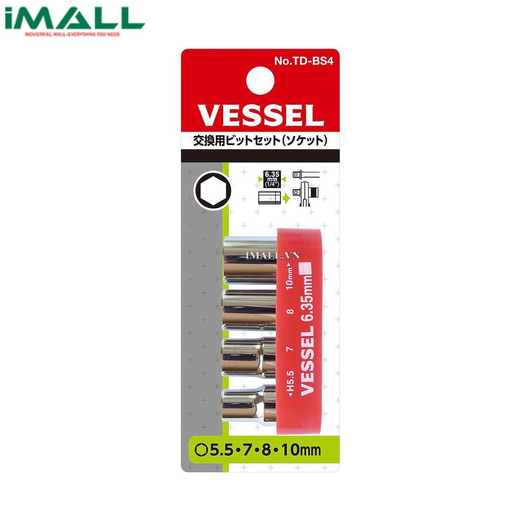 Bộ đầu khẩu vít thay thế Vessel TD-BS4 (4 đầu khẩu)