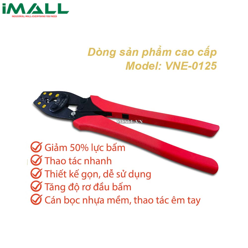 Kìm bấm cosse trợ lực số 25 TOP VNE-0125 (JIS 3.5 ~ 22 / DIN 4 ~ 25 MM2)