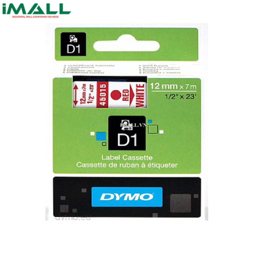 Tem nhãn D1 chữ xanh dương trên nền trắng DYMO 63020721 (19mm x 7m)