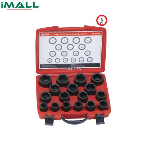 Bộ Khẩu Dùng Cho Súng 3/4" GENIUS IS-617M (17 Chiếc, 26mm-46mm)