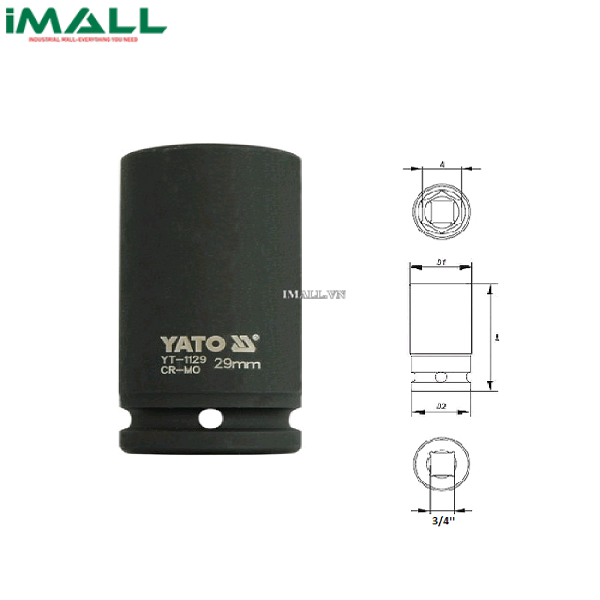 Khẩu mở ốc bulông loại dài Yato YT-1129 (3/4", 29mm)