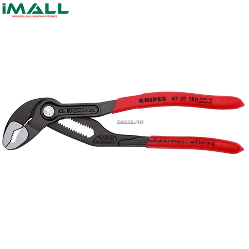 Kìm Nước Mỏ Quạ Cobra® Mở đến Ø42mm dài 180mm Tay đỏ Knipex 87 01 180